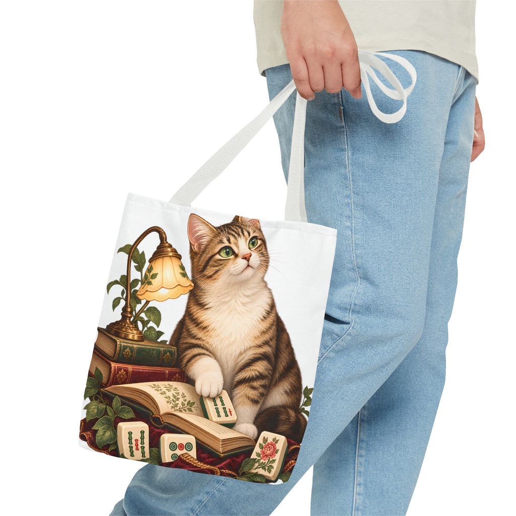 The Mahjong Reading Cat Tote Bag