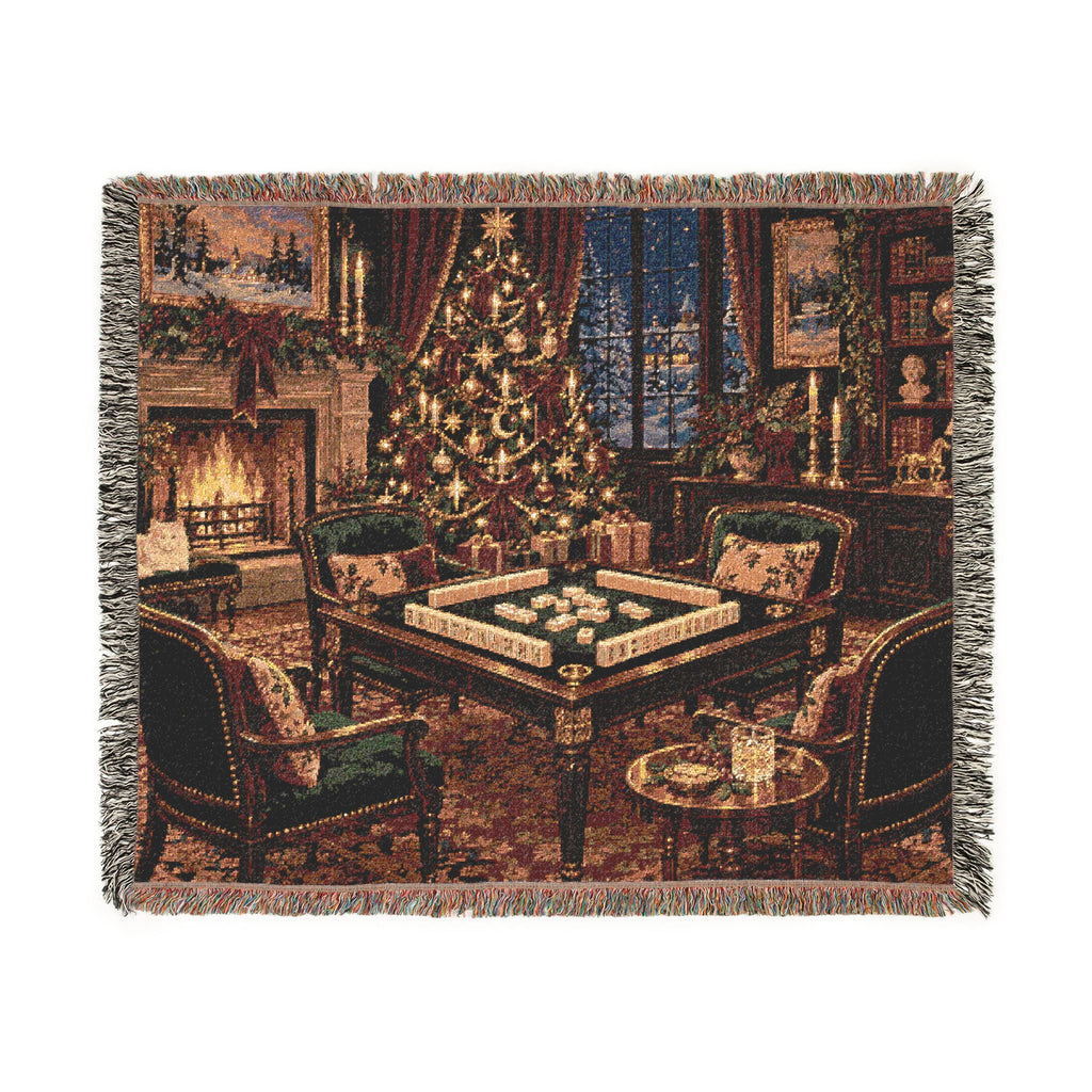 The Christmas Mahjong Parlour Woven Blanket