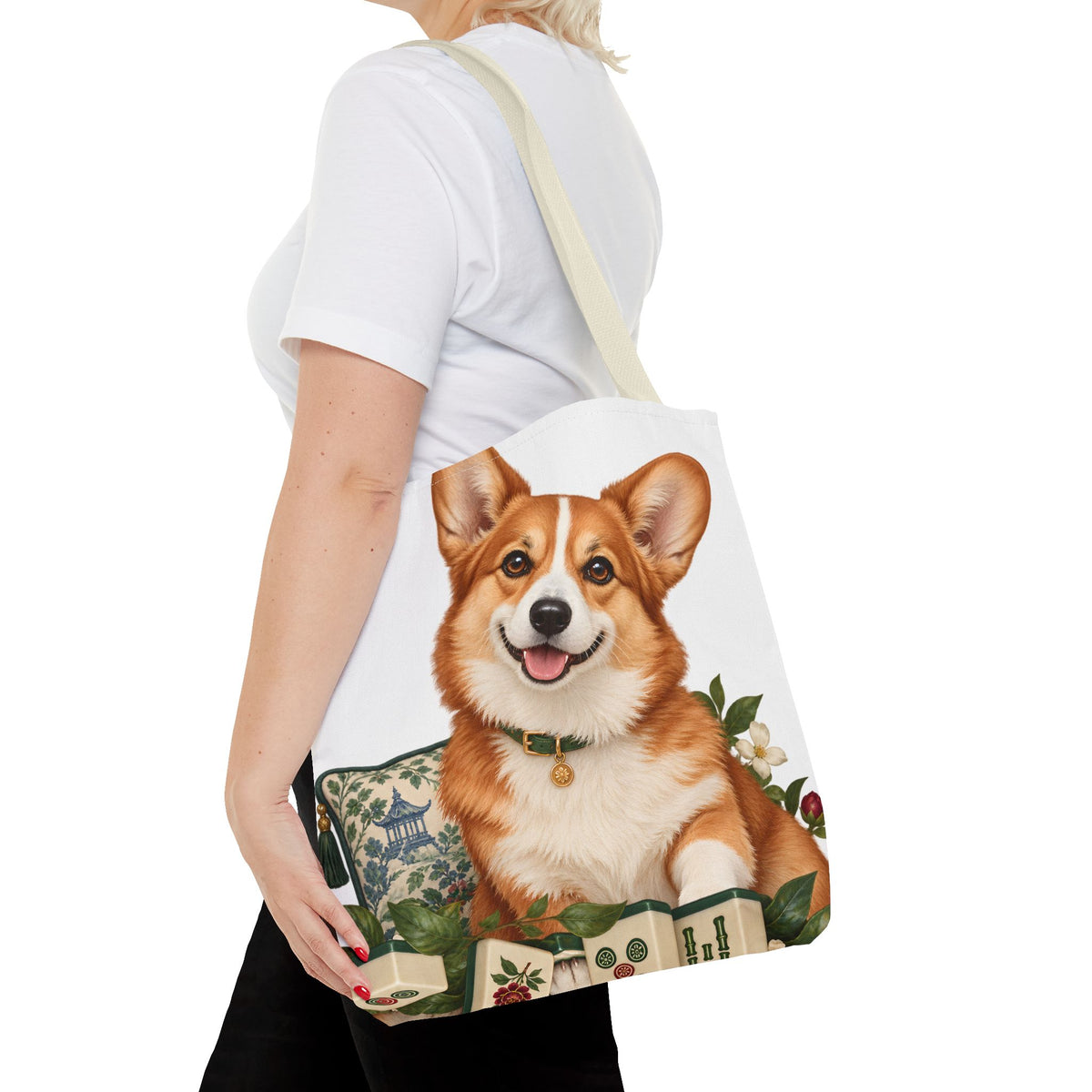 Mahjong Garden Corgi Tote Bag