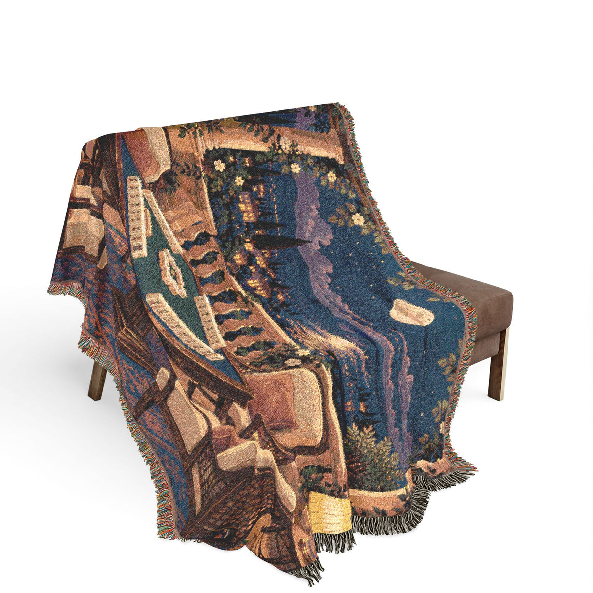 The Moonlit Mahjong Terrace Woven Blanket