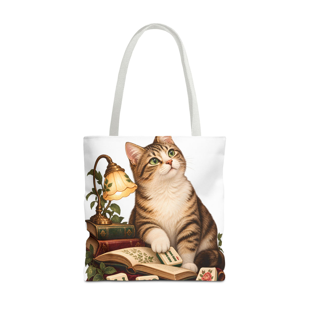 The Mahjong Reading Cat Tote Bag