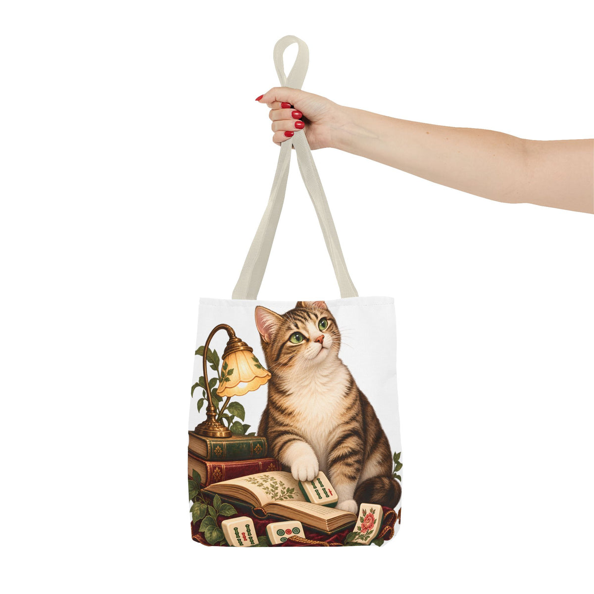 The Mahjong Reading Cat Tote Bag