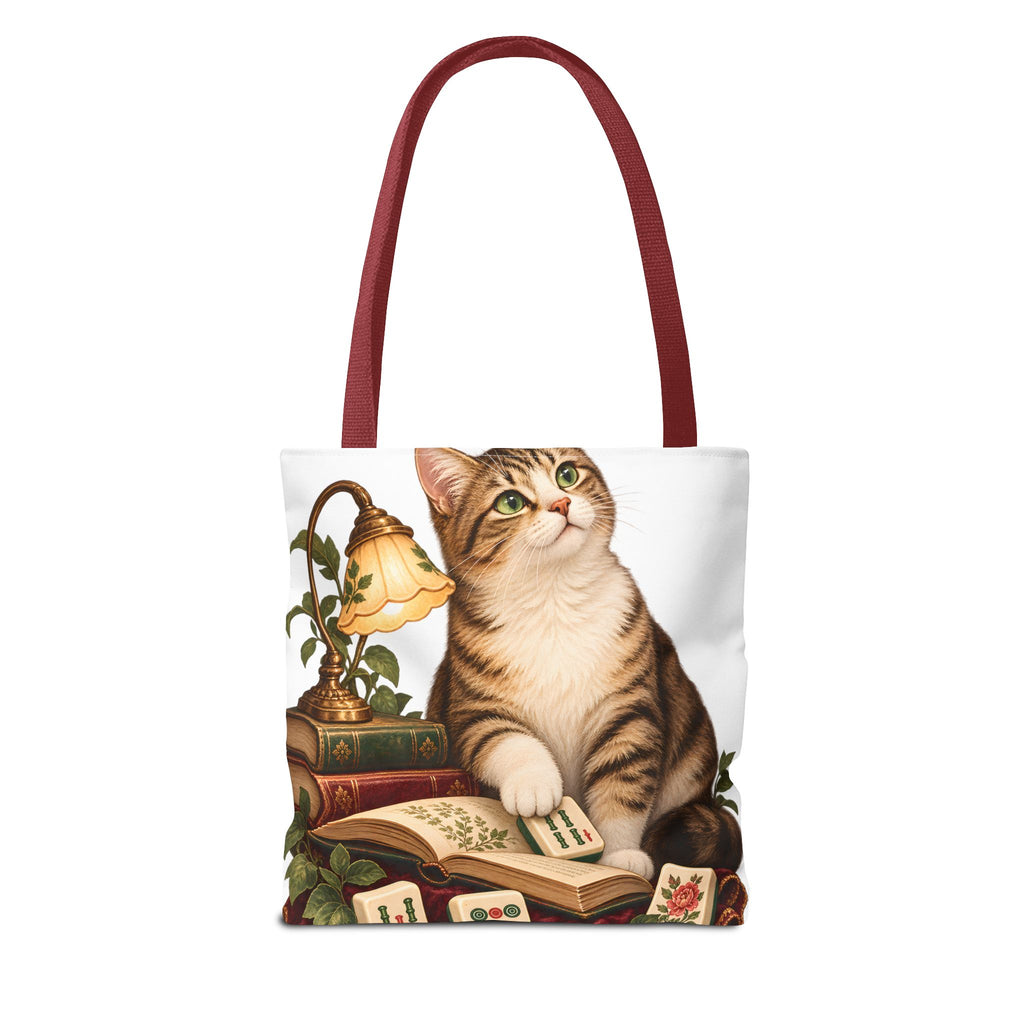 The Mahjong Reading Cat Tote Bag