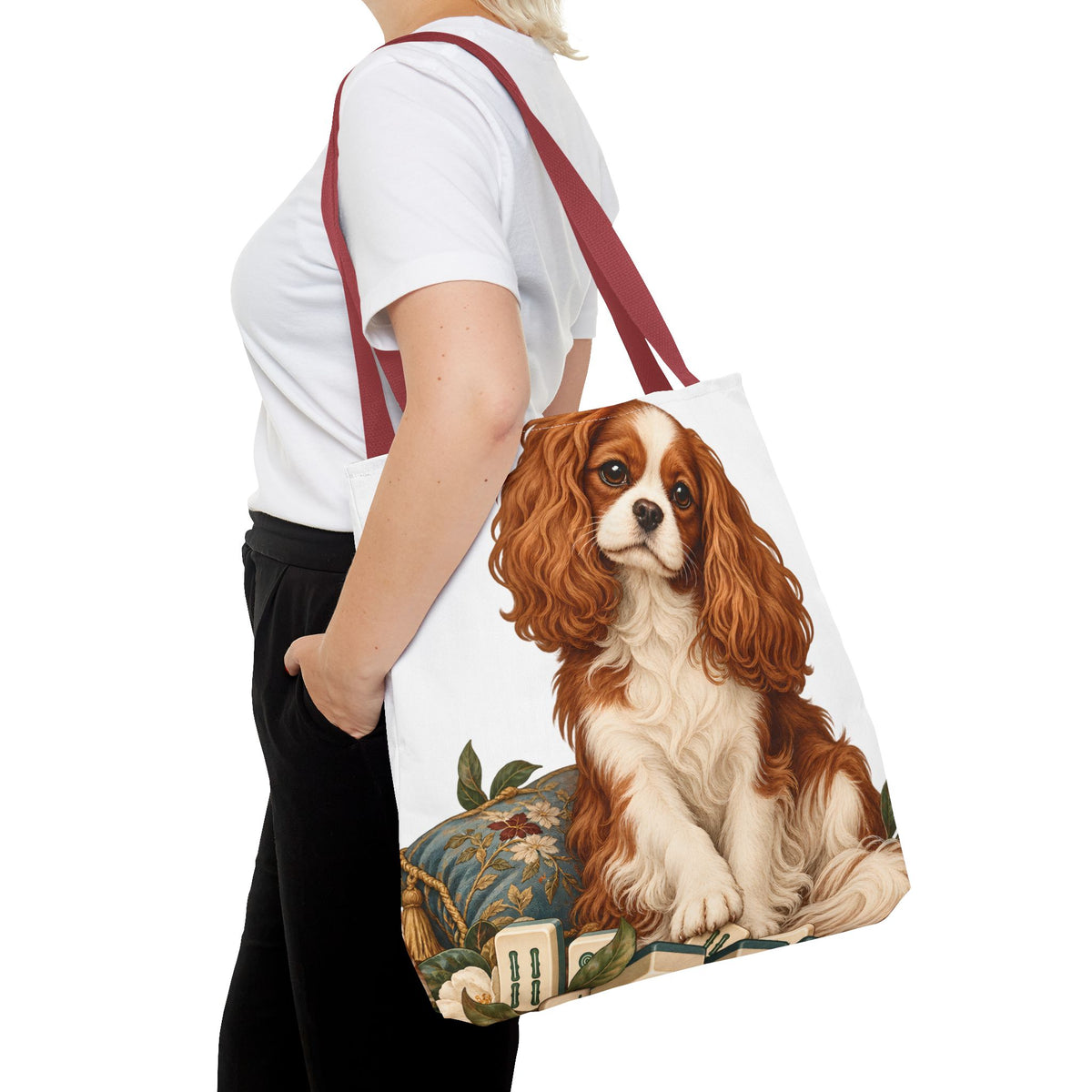 Mahjong Cavalier Dog Tote Bag