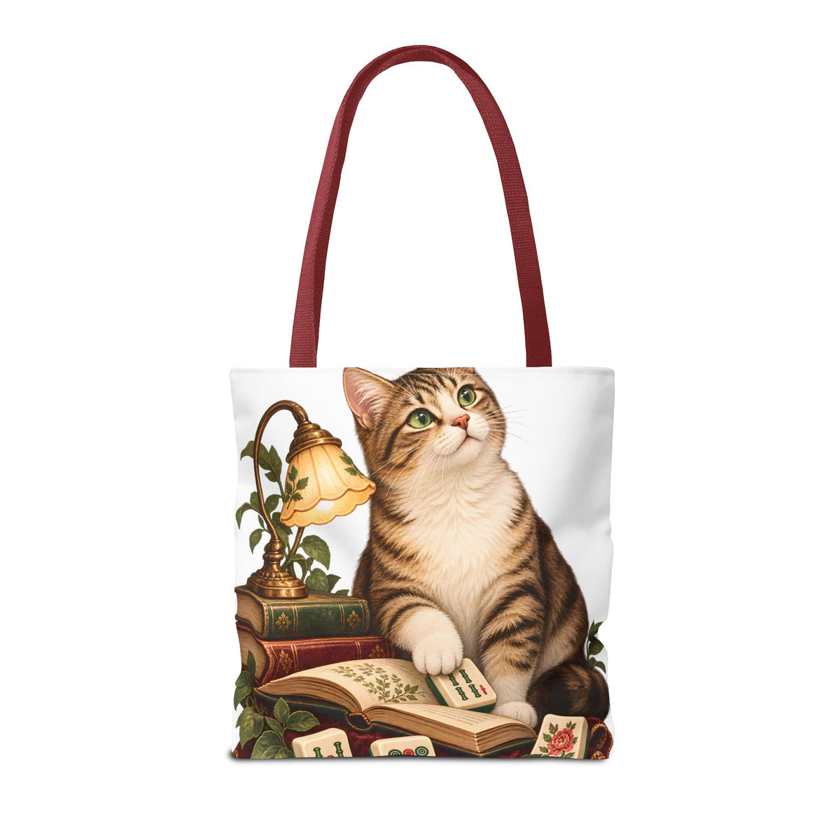 The Mahjong Reading Cat Tote Bag