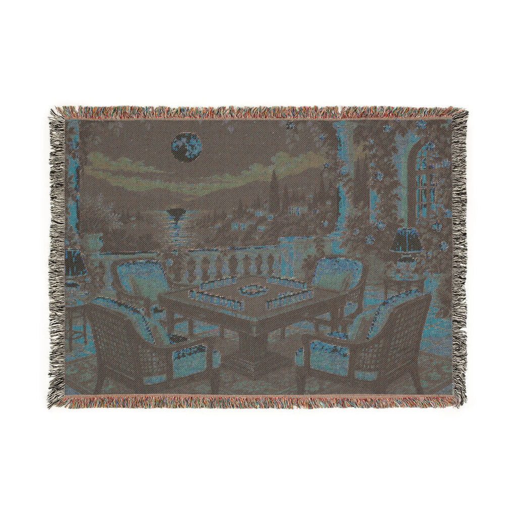 The Moonlit Mahjong Terrace Woven Blanket