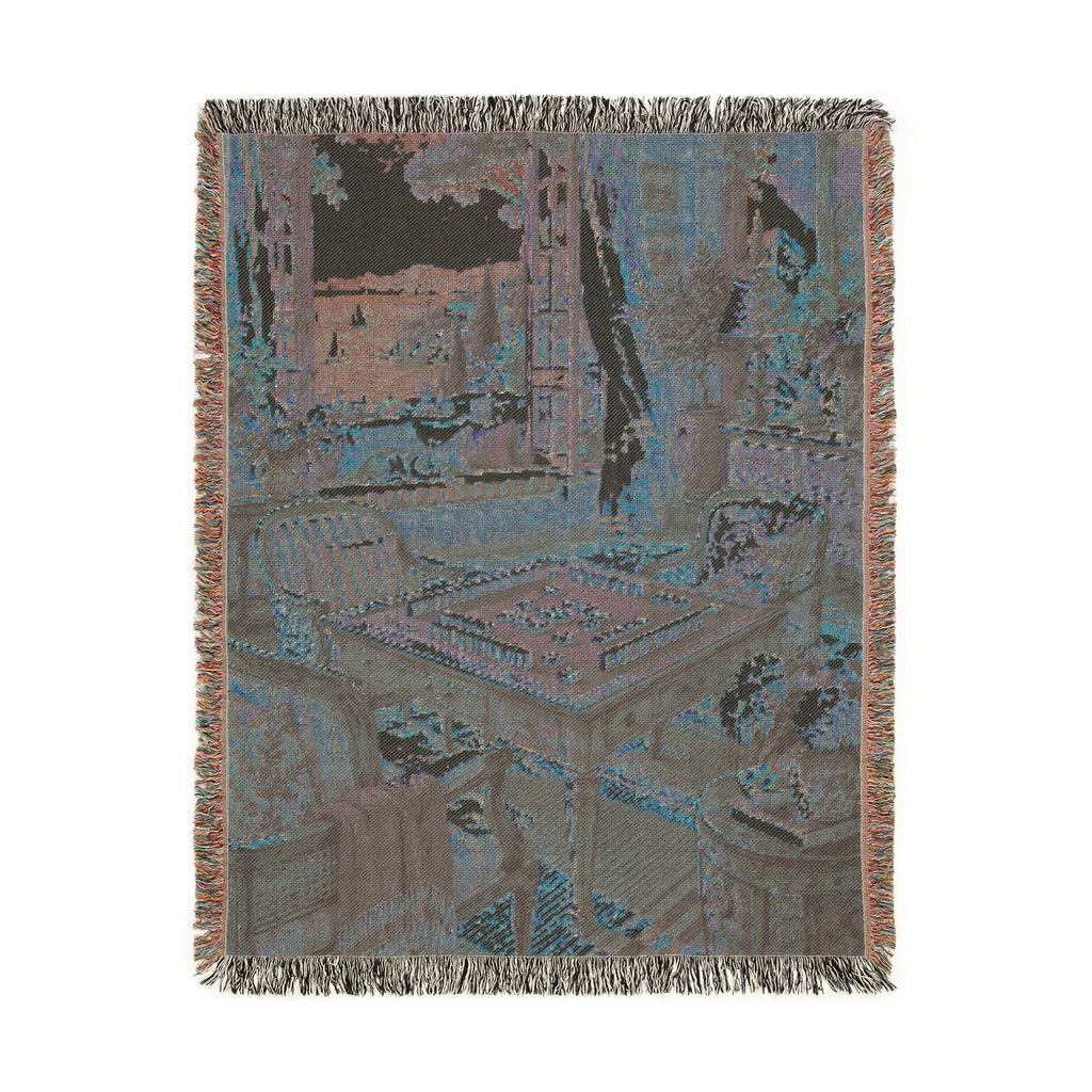 The Seaside Mahjong House Woven Blanket
