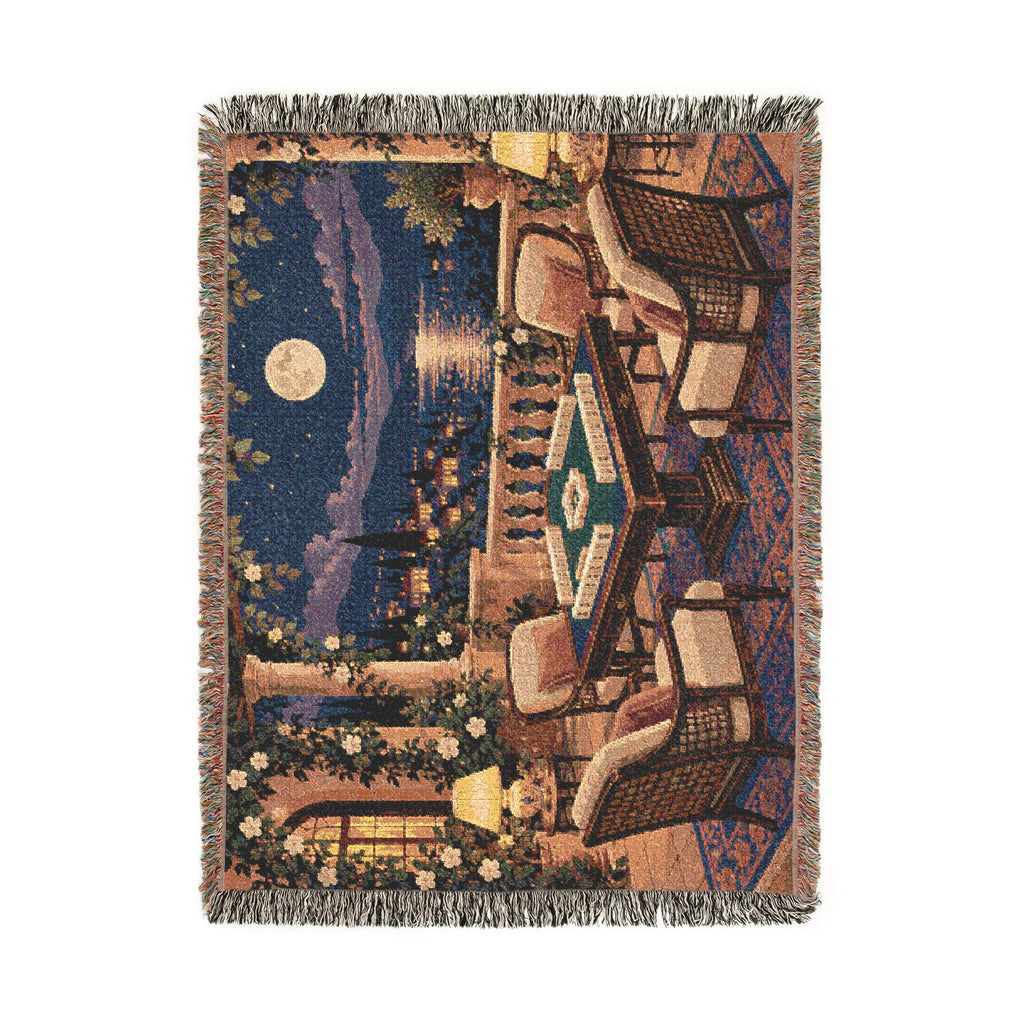The Moonlit Mahjong Terrace Woven Blanket