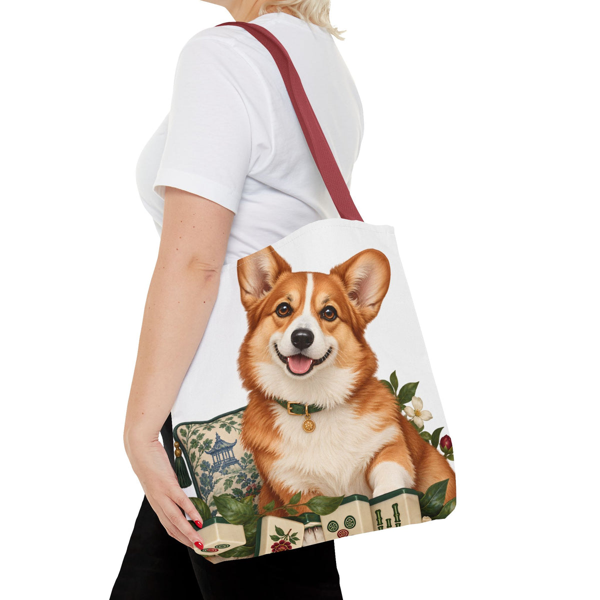 Mahjong Garden Corgi Tote Bag