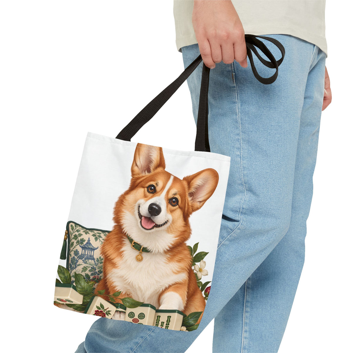 Mahjong Garden Corgi Tote Bag