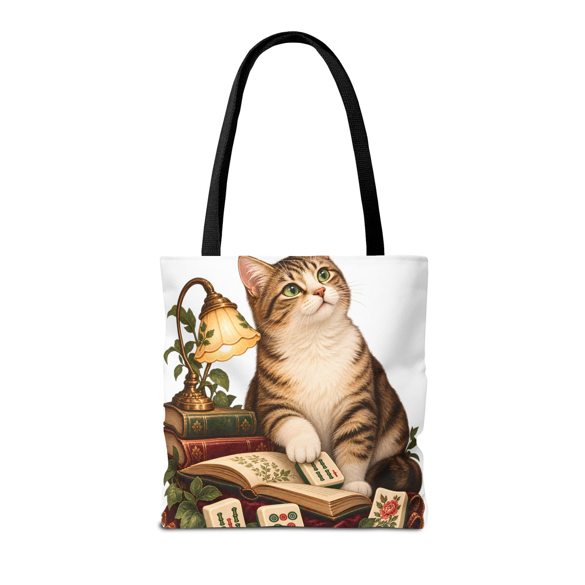 The Mahjong Reading Cat Tote Bag