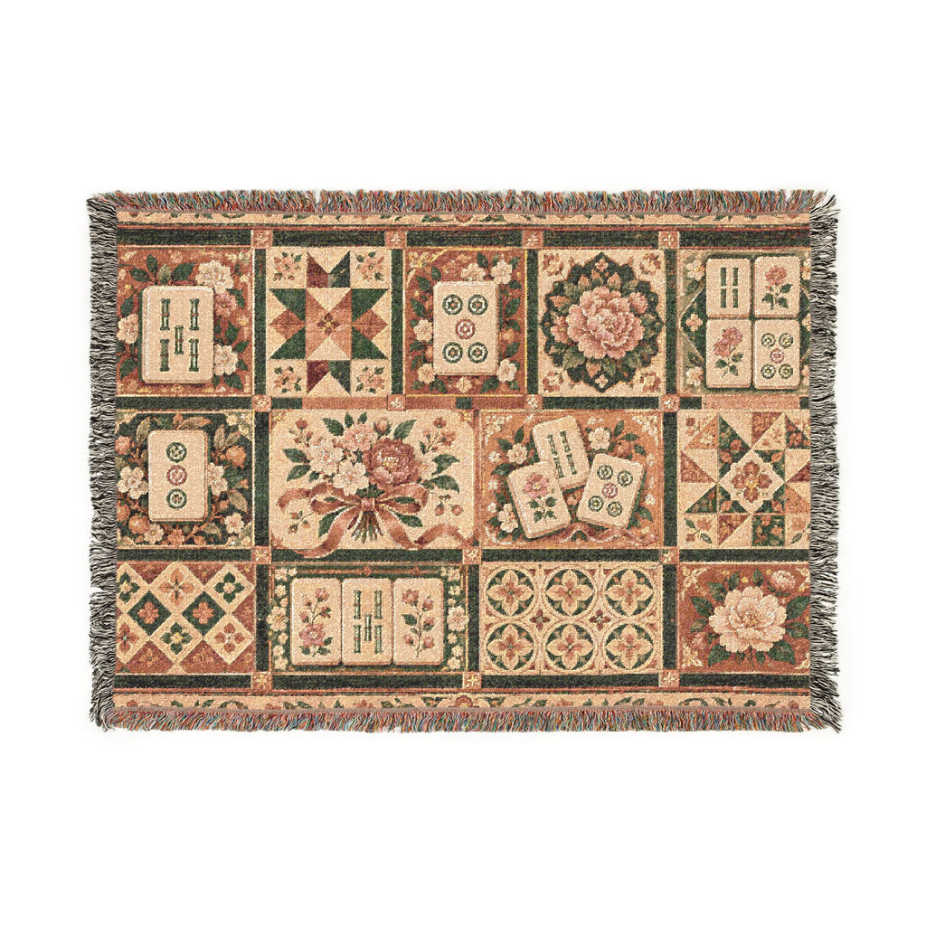 The Game Night Quilt Mahjong Woven Blanket