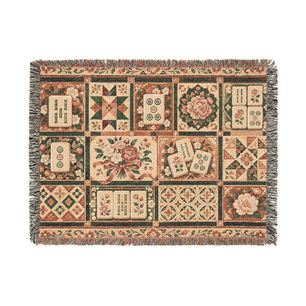 The Game Night Quilt Mahjong Woven Blanket