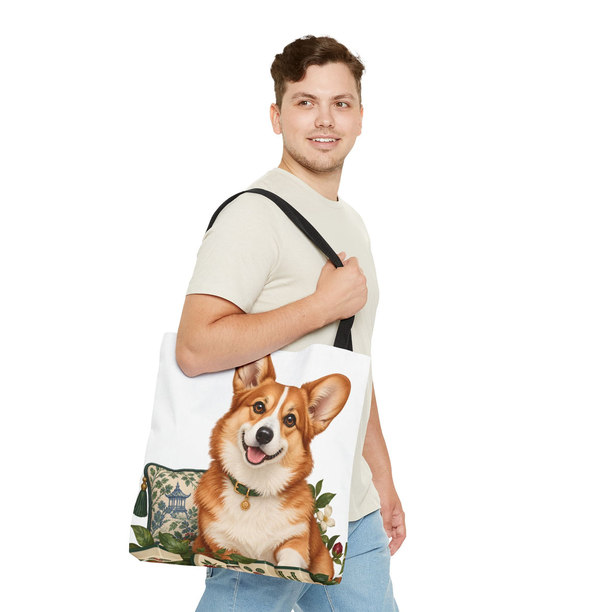 Mahjong Garden Corgi Tote Bag