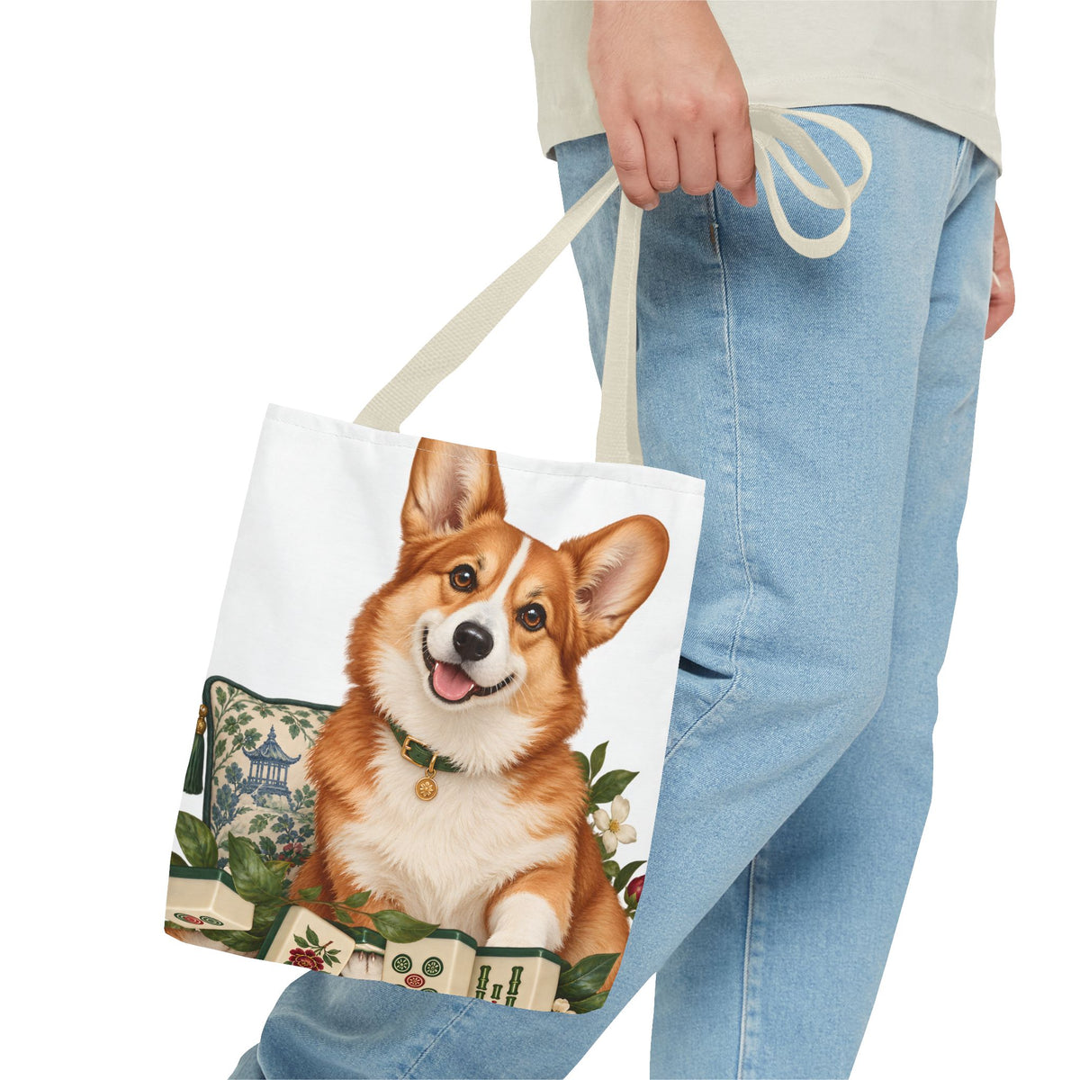 Mahjong Garden Corgi Tote Bag