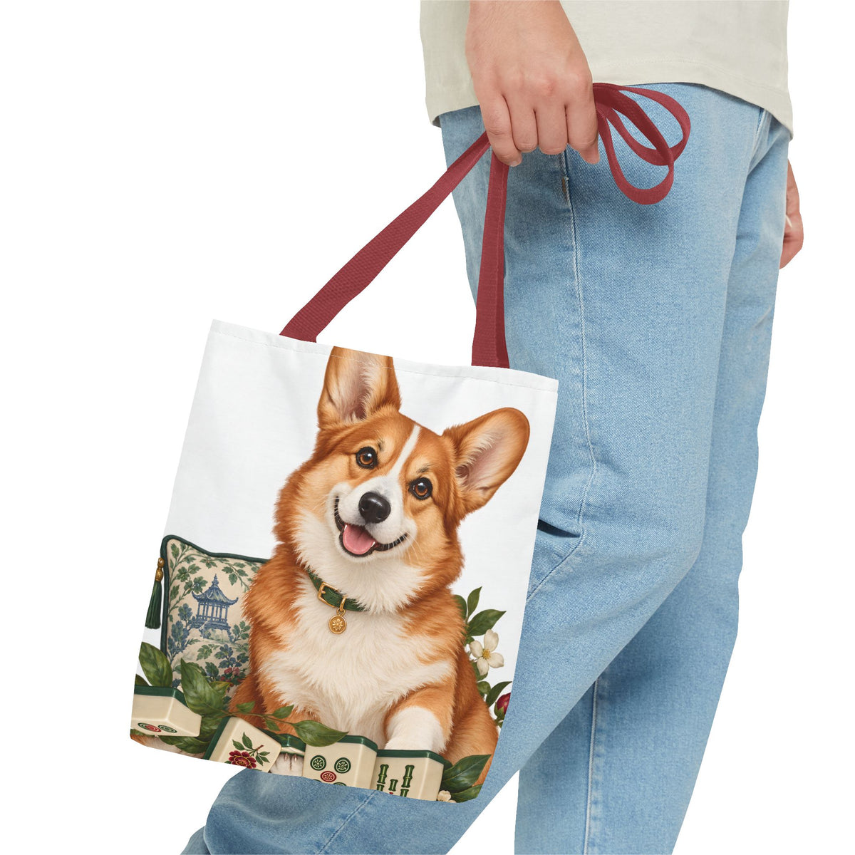 Mahjong Garden Corgi Tote Bag