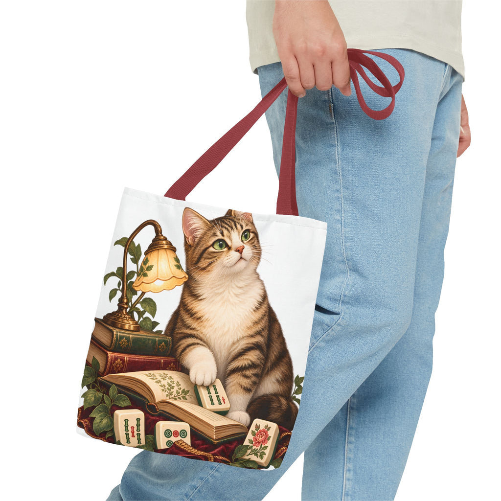 The Mahjong Reading Cat Tote Bag