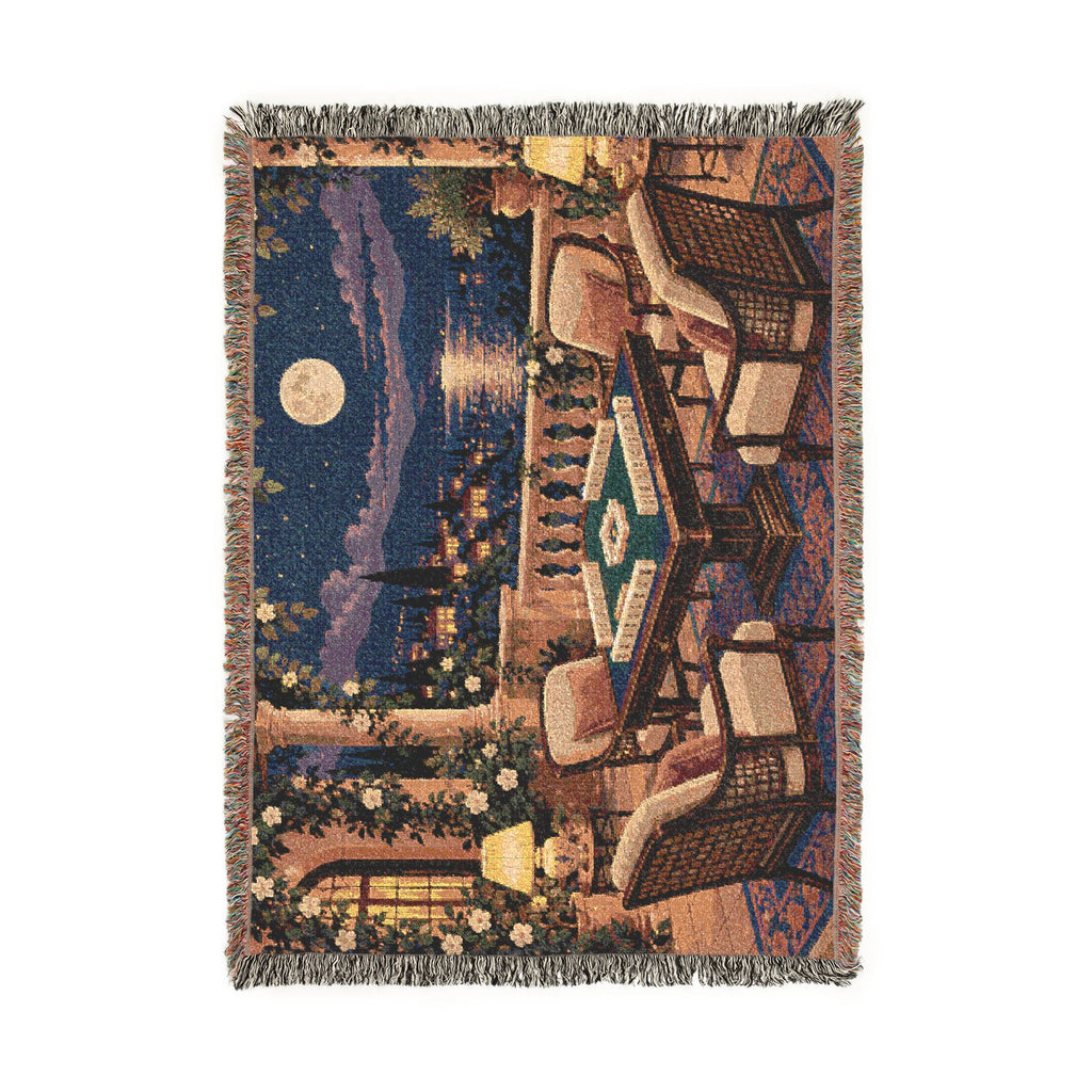 The Moonlit Mahjong Terrace Woven Blanket