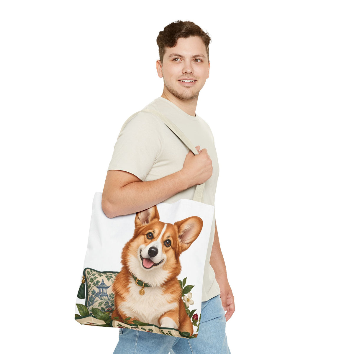 Mahjong Garden Corgi Tote Bag