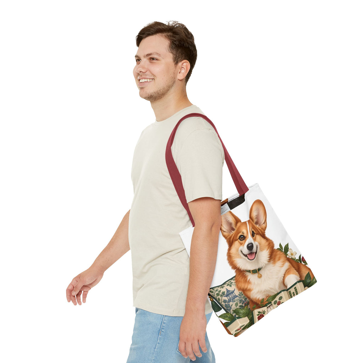 Mahjong Garden Corgi Tote Bag