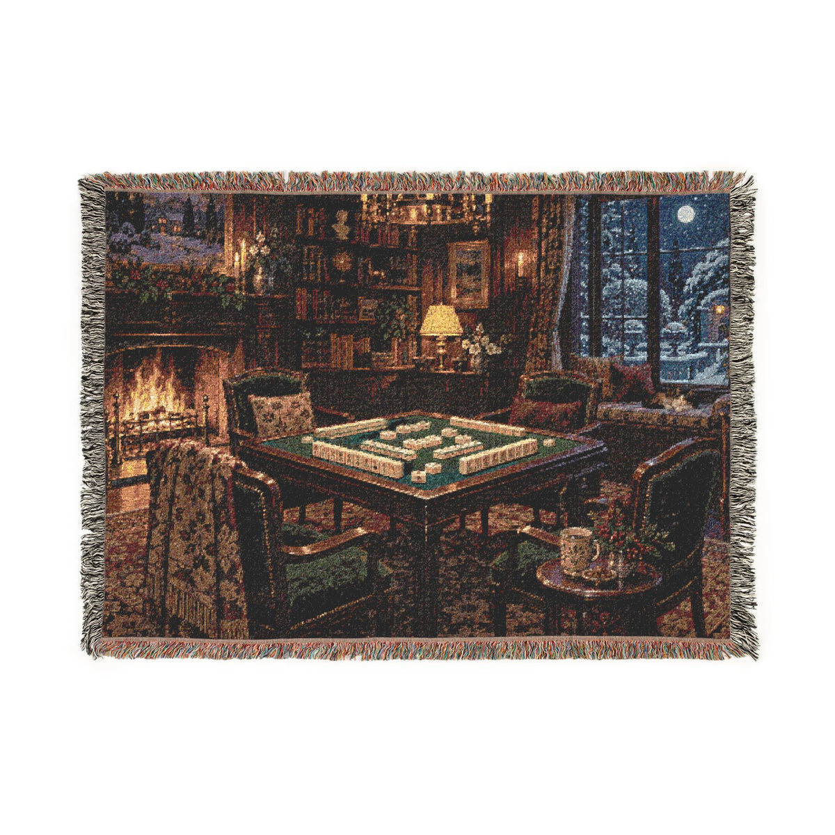 The Winter Game Room Mahjong Woven Blanket