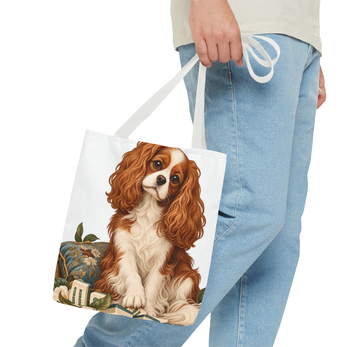 Mahjong Cavalier Dog Tote Bag