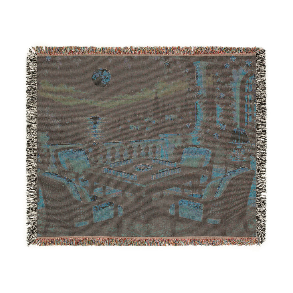 The Moonlit Mahjong Terrace Woven Blanket