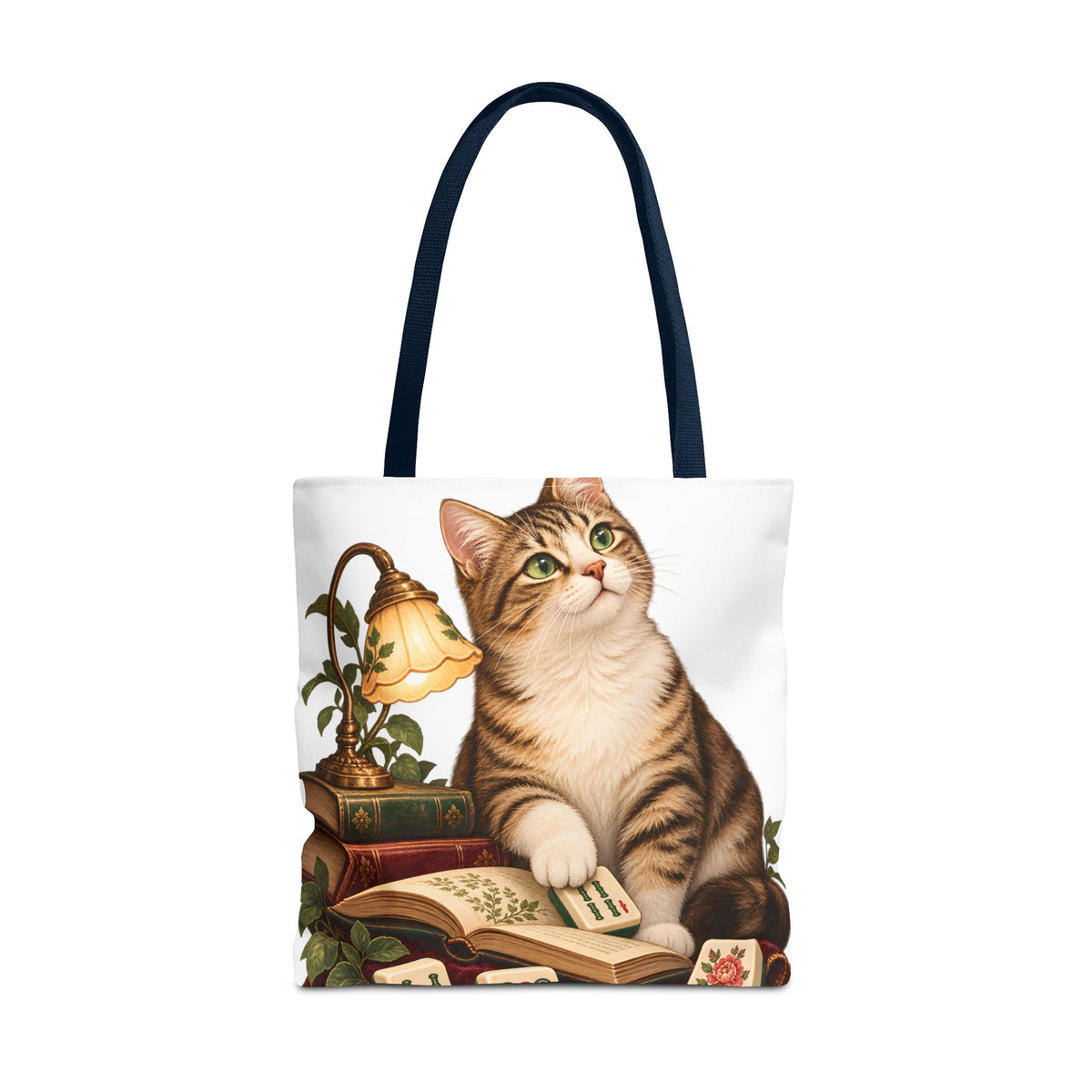 The Mahjong Reading Cat Tote Bag