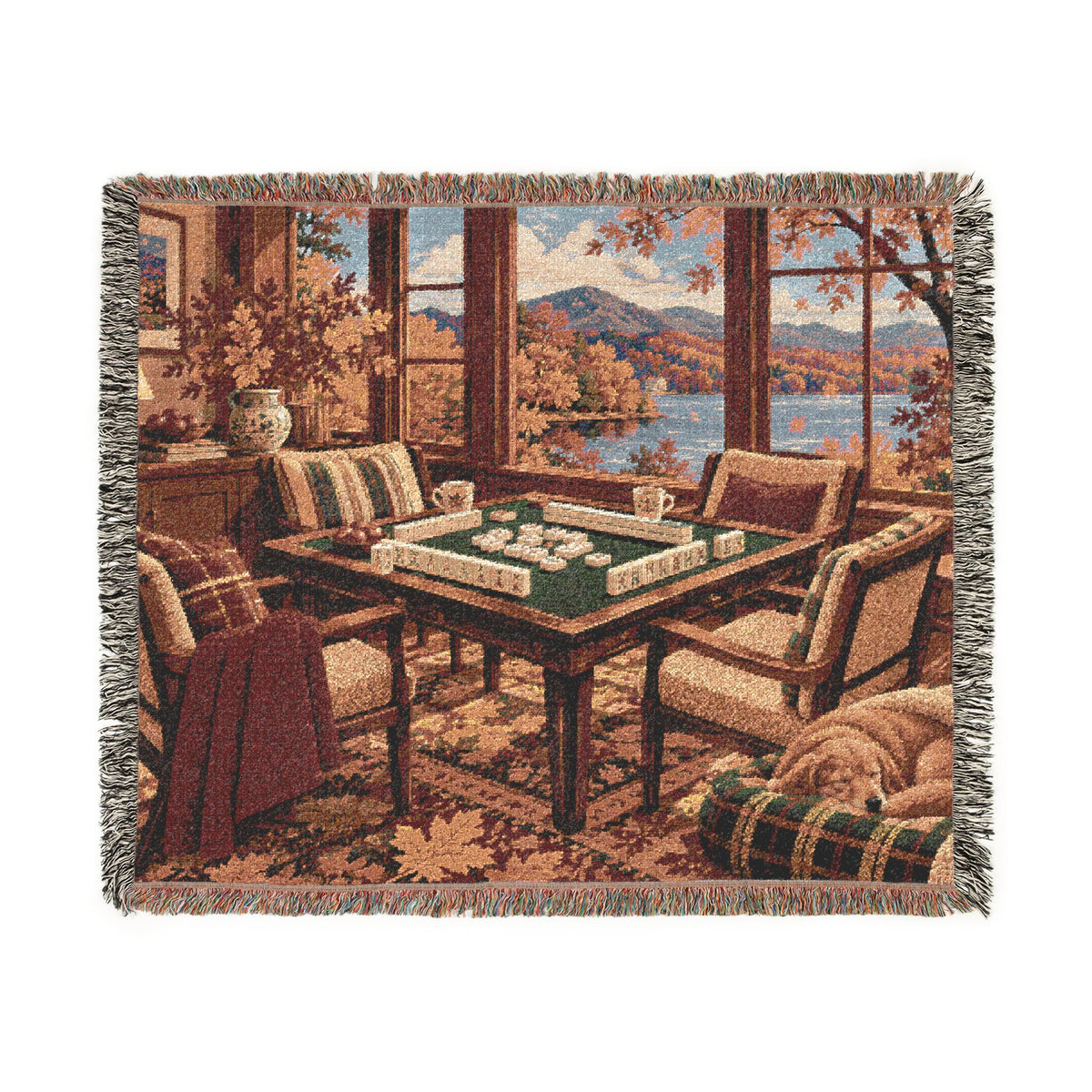 The Autumn Mahjong Weekend Woven Blanket