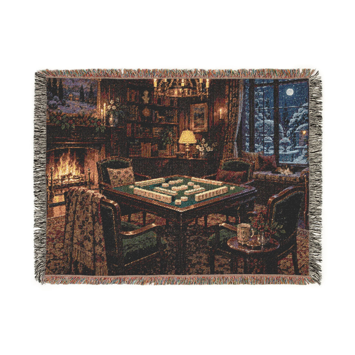 The Winter Game Room Mahjong Woven Blanket