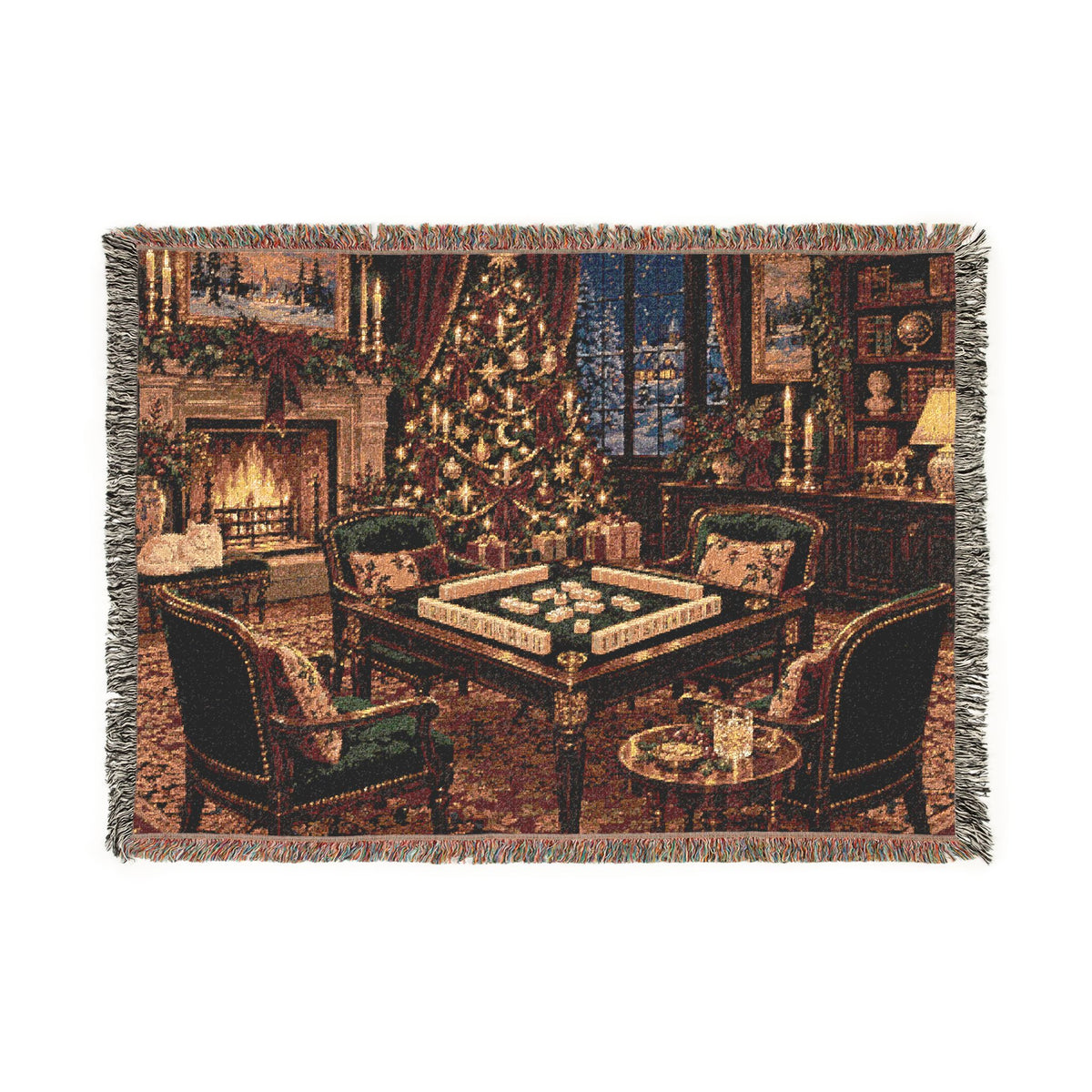 The Christmas Mahjong Parlour Woven Blanket