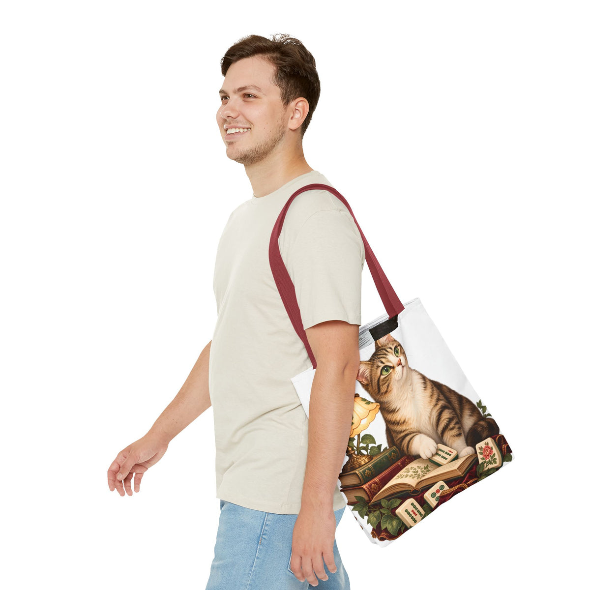 The Mahjong Reading Cat Tote Bag