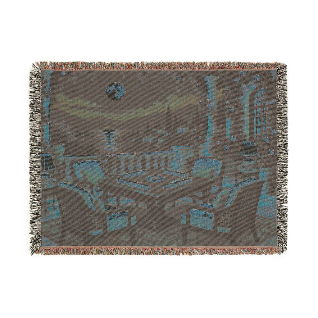 The Moonlit Mahjong Terrace Woven Blanket