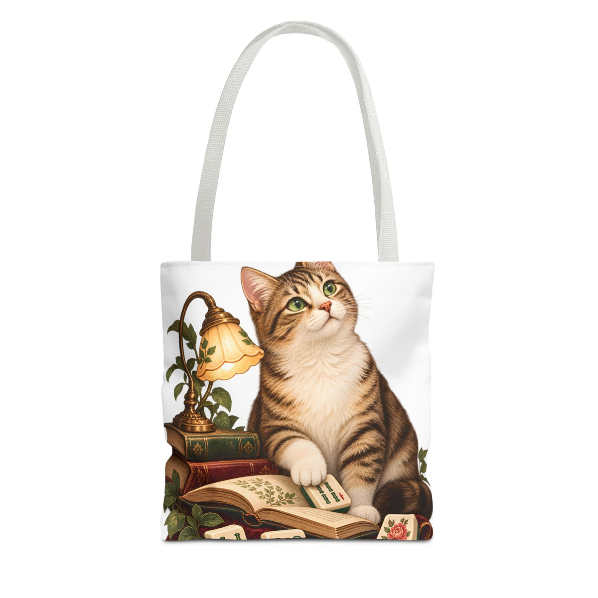 The Mahjong Reading Cat Tote Bag