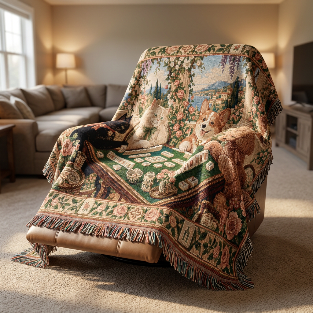 The Sunday Mahjong Garden Woven Blanket