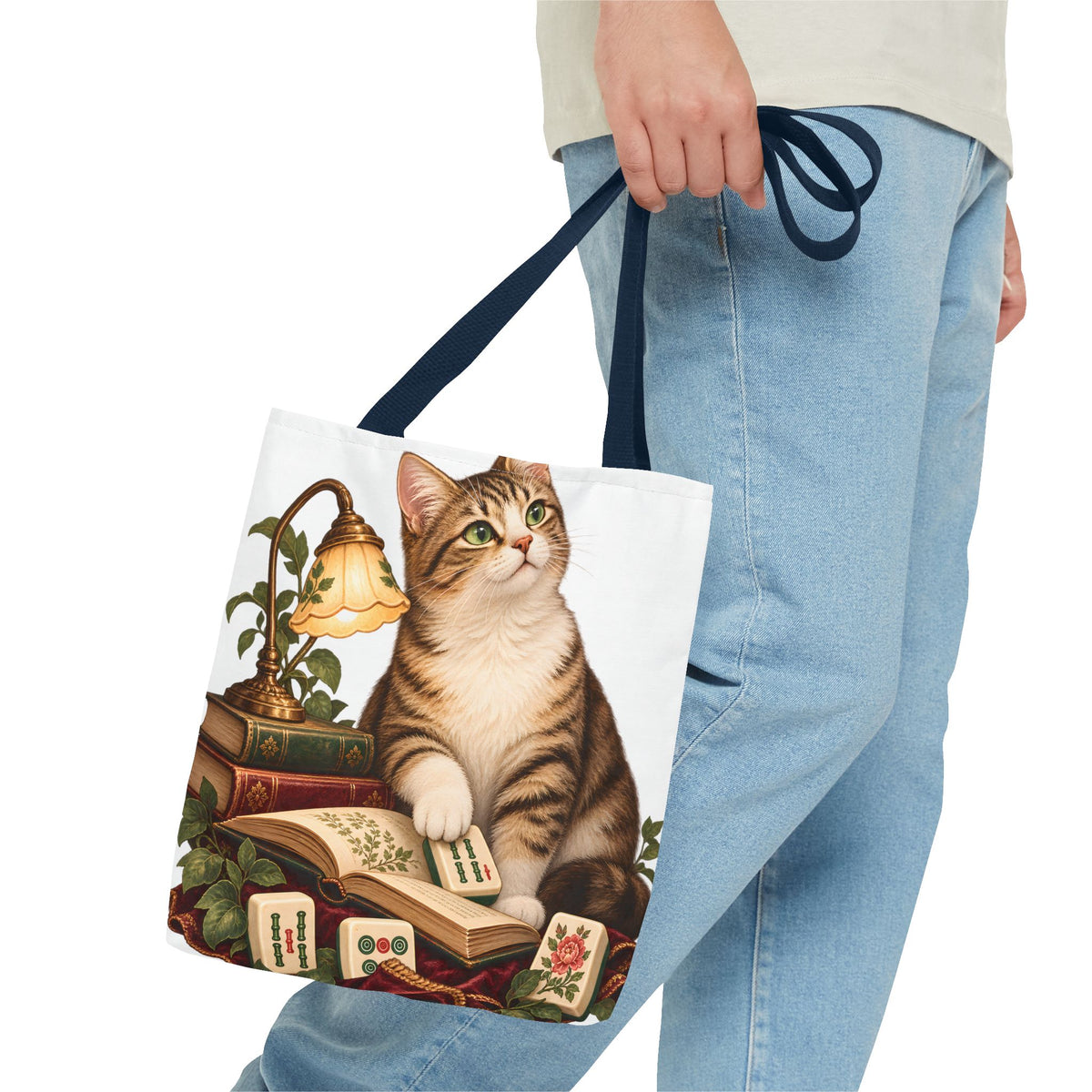 The Mahjong Reading Cat Tote Bag
