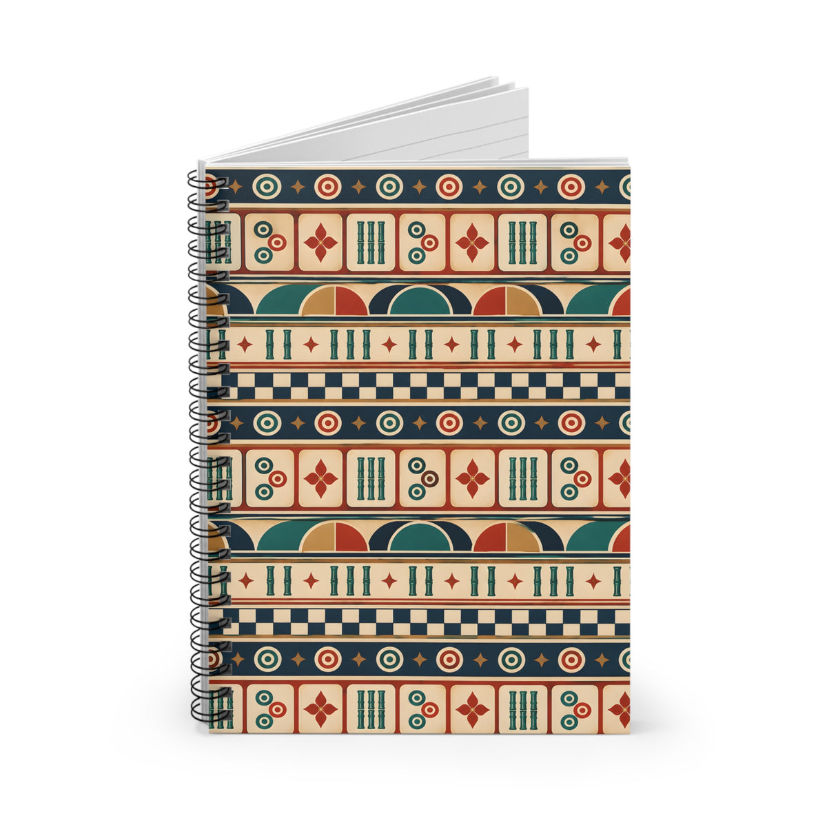 Retro Tile Mahjong Spiral Notebook