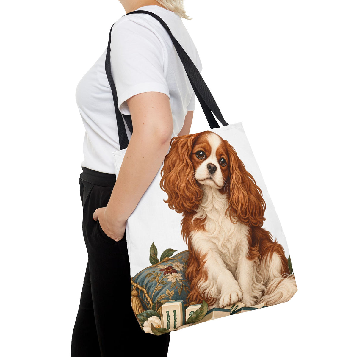 Mahjong Cavalier Dog Tote Bag
