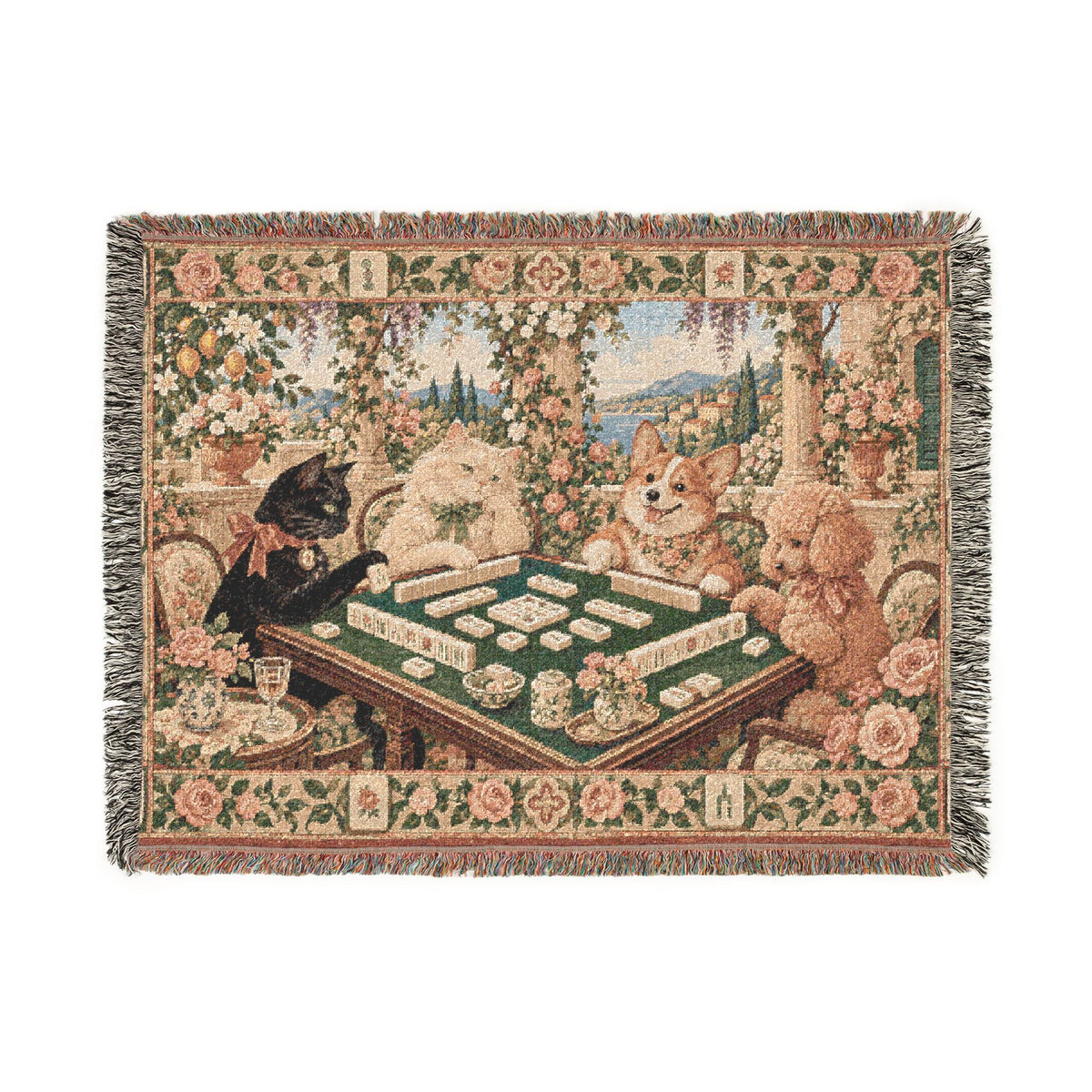 The Sunday Mahjong Garden Woven Blanket