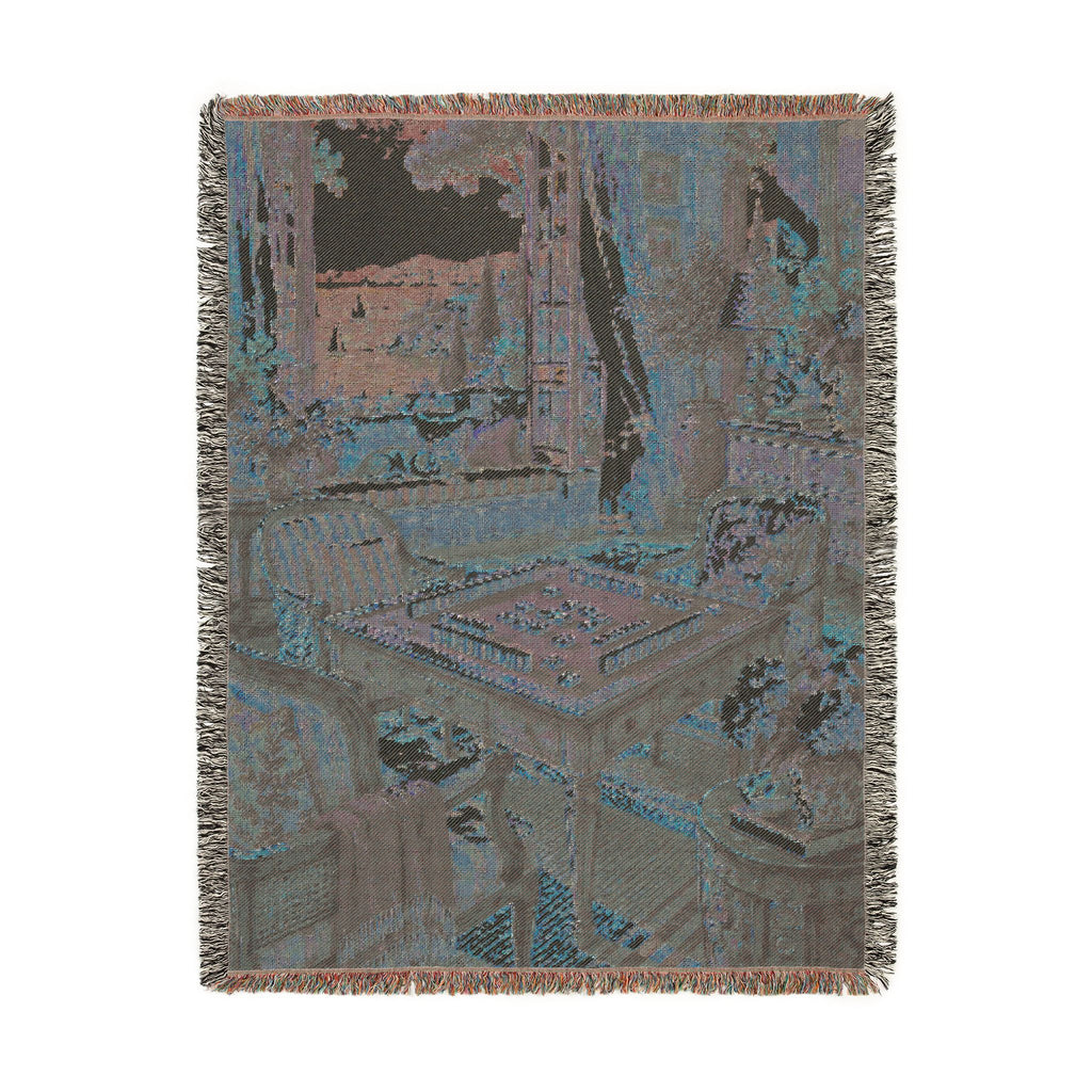 The Seaside Mahjong House Woven Blanket