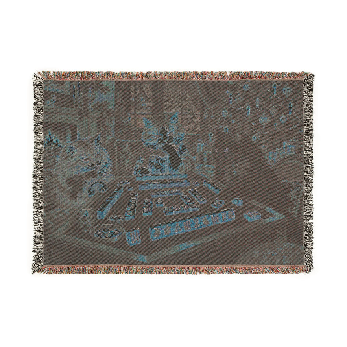 The Christmas Mahjong Cats Woven Blanket