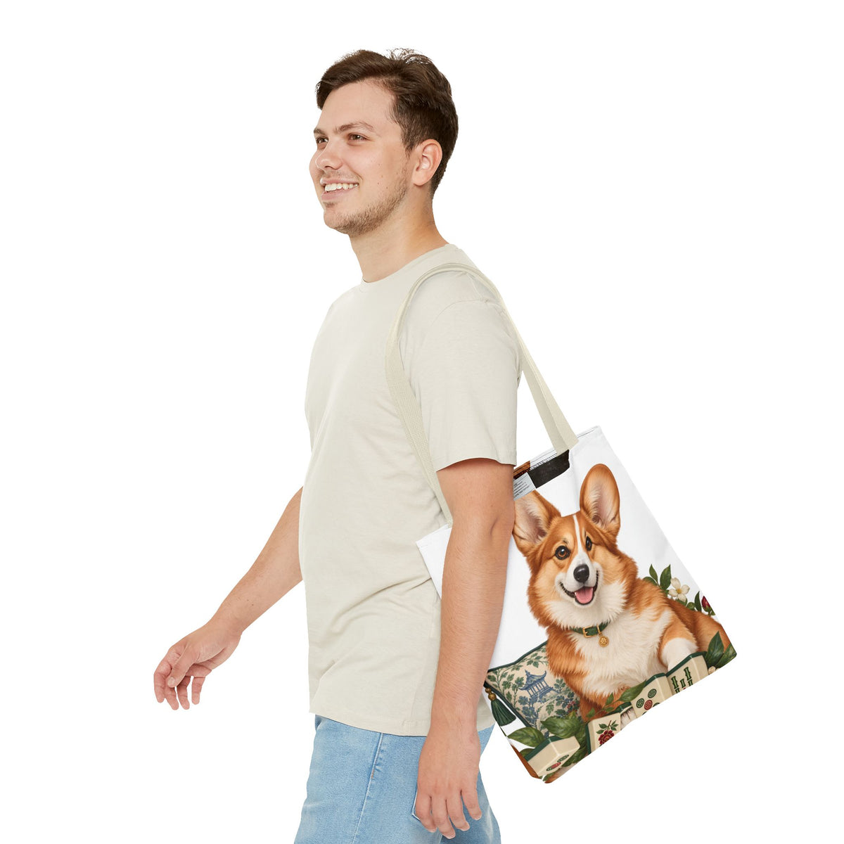 Mahjong Garden Corgi Tote Bag