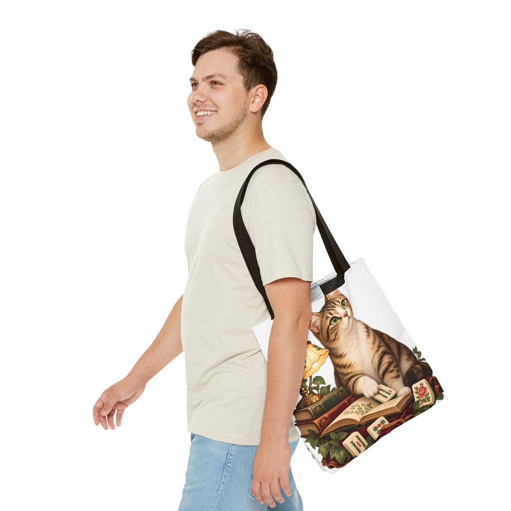 The Mahjong Reading Cat Tote Bag