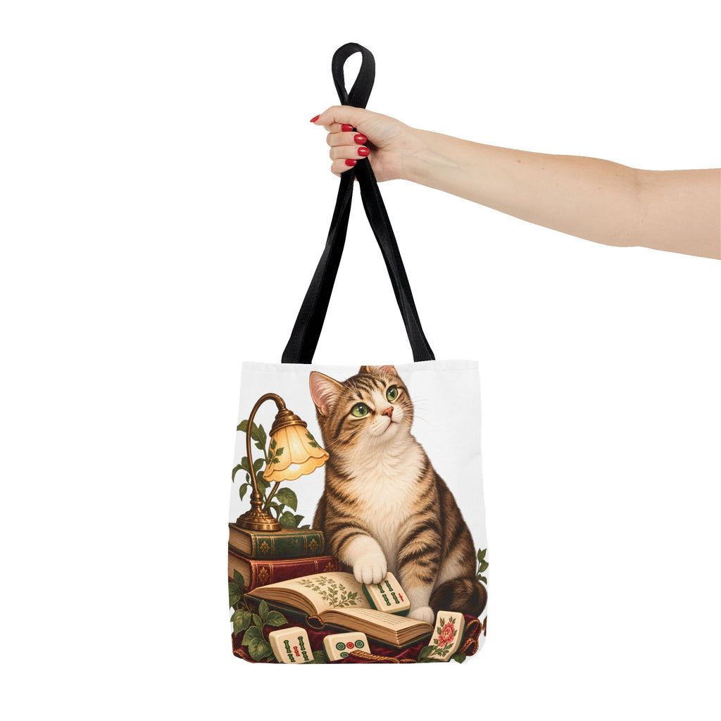 The Mahjong Reading Cat Tote Bag