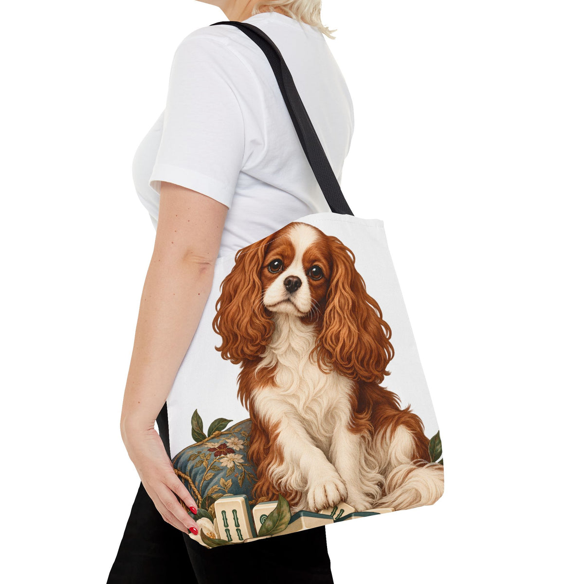 Mahjong Cavalier Dog Tote Bag
