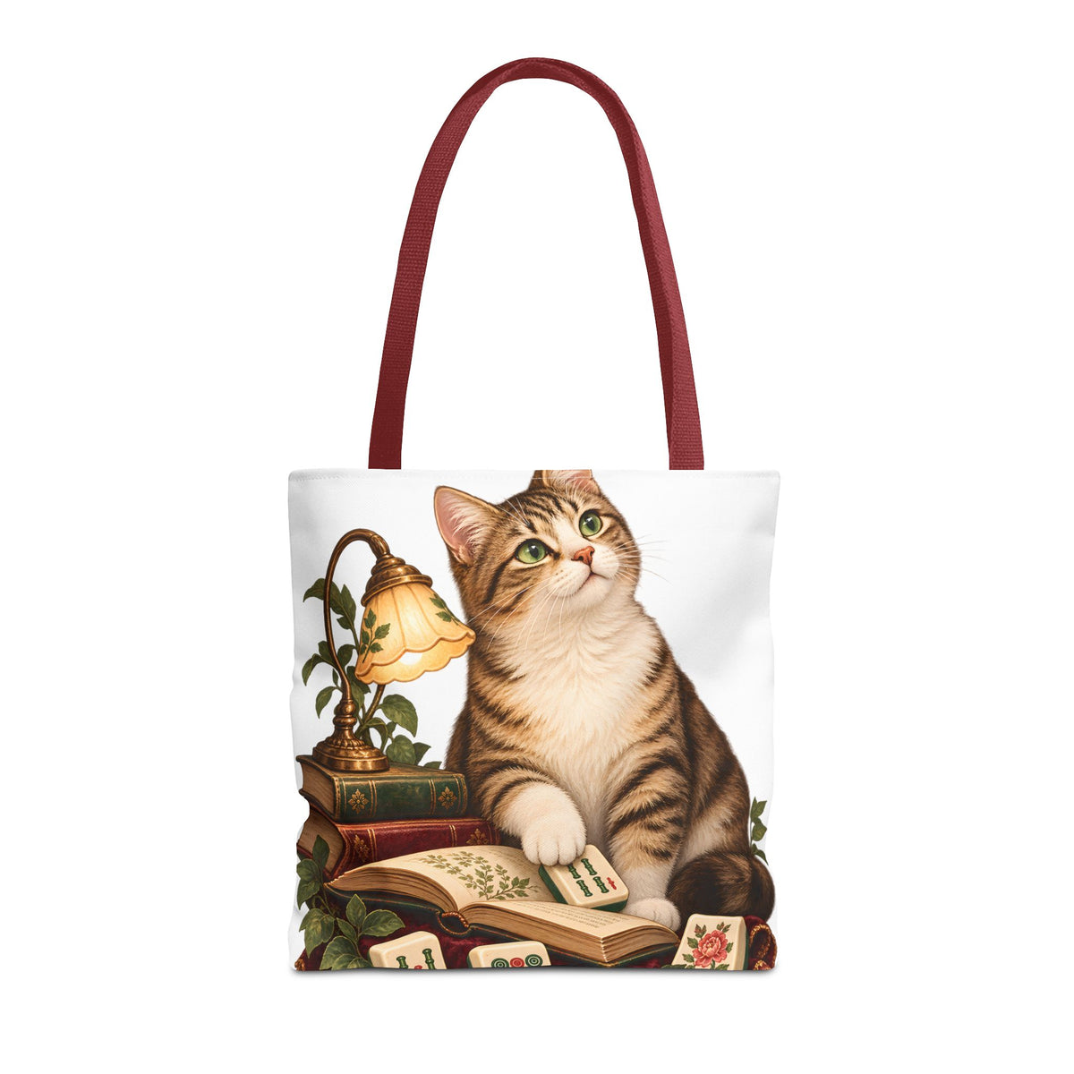 The Mahjong Reading Cat Tote Bag