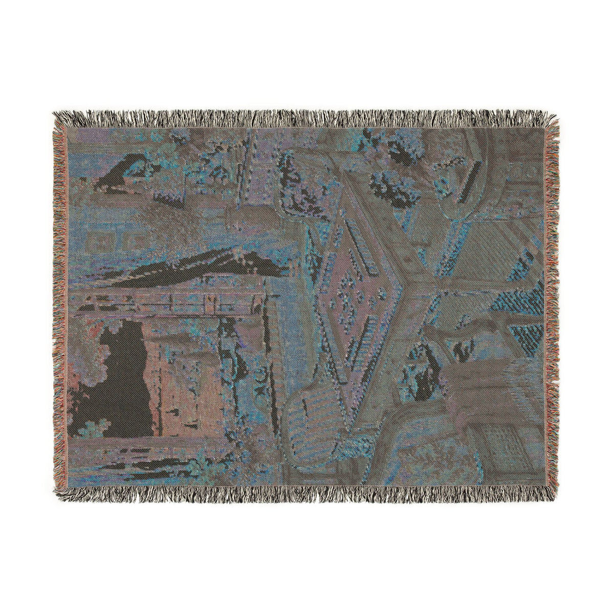The Seaside Mahjong House Woven Blanket