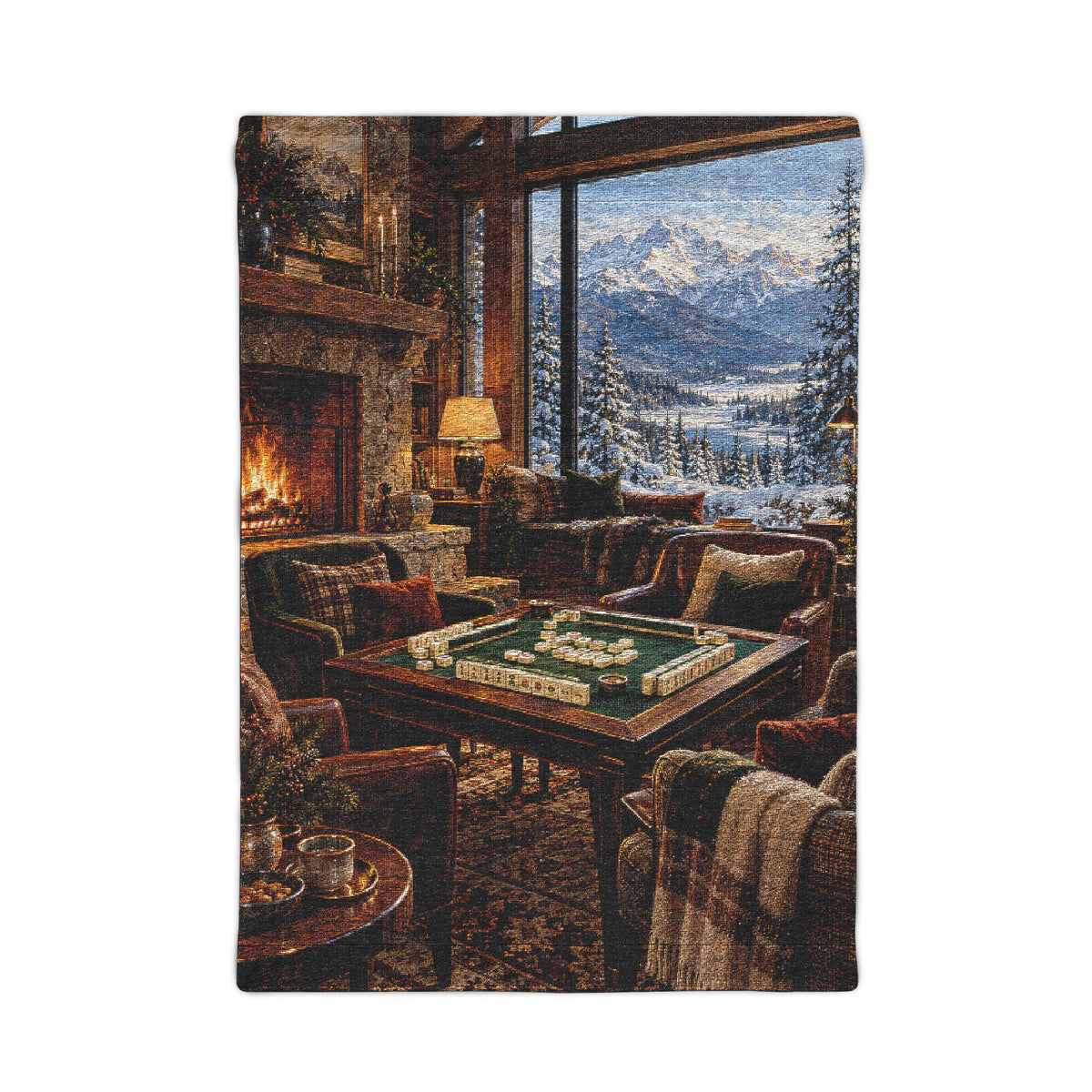 The Mountain Mahjong Lodge Woven Wall Tapestry