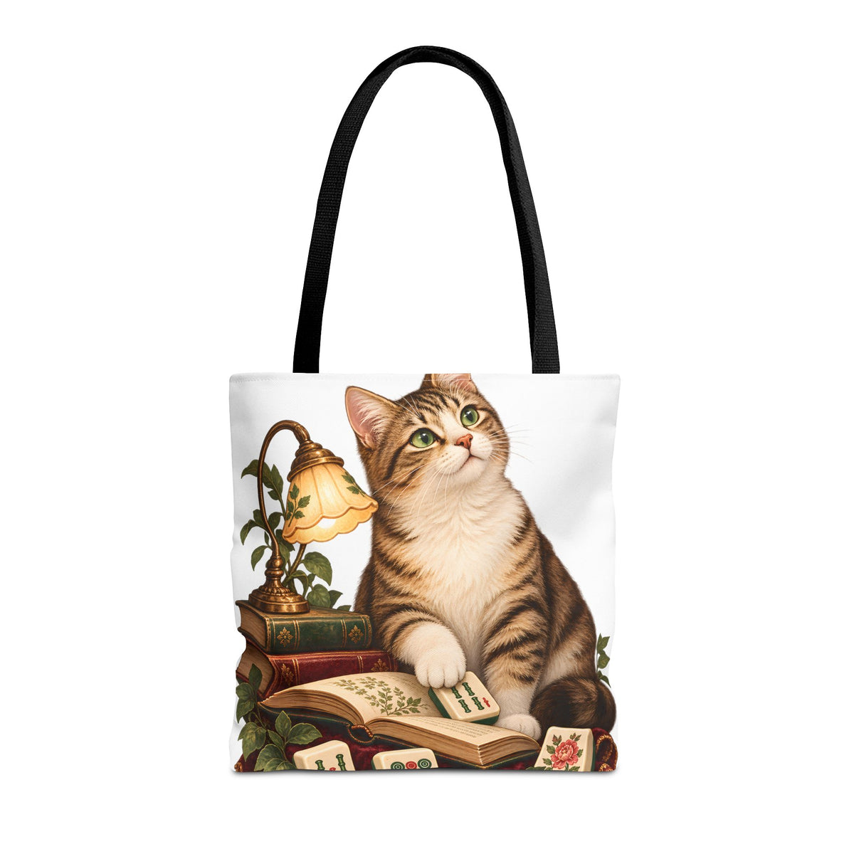 The Mahjong Reading Cat Tote Bag