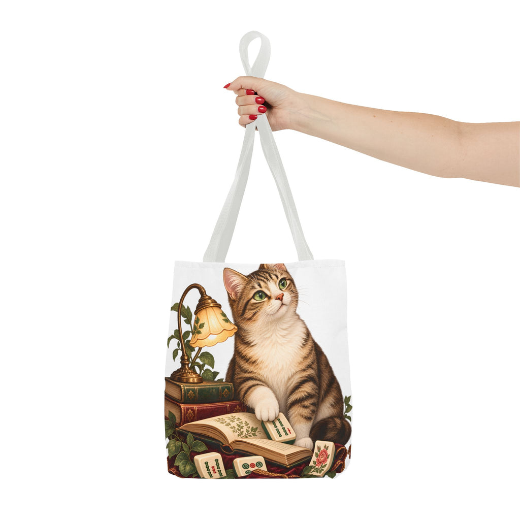 The Mahjong Reading Cat Tote Bag